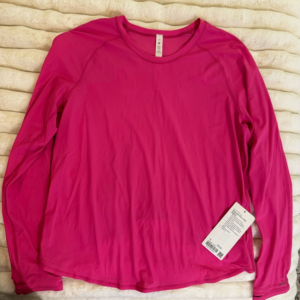 Lululemon Rise and Run Long Sleeve pink athletic top